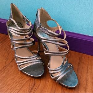 Silver Snakeskin Heels